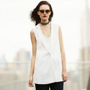 Central Park West sleeveless ivory blazer vest
